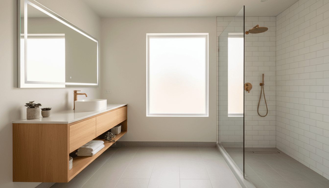 Renovated bathroom with new tile