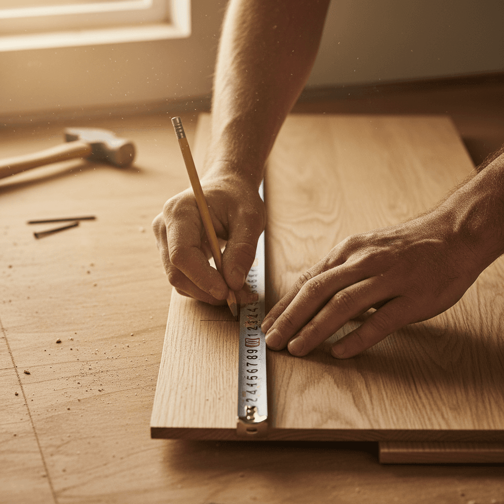 Contractor measuring during home renovation